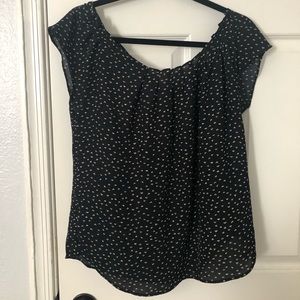LC Lauren Conrad Flowy Black and White Blouse